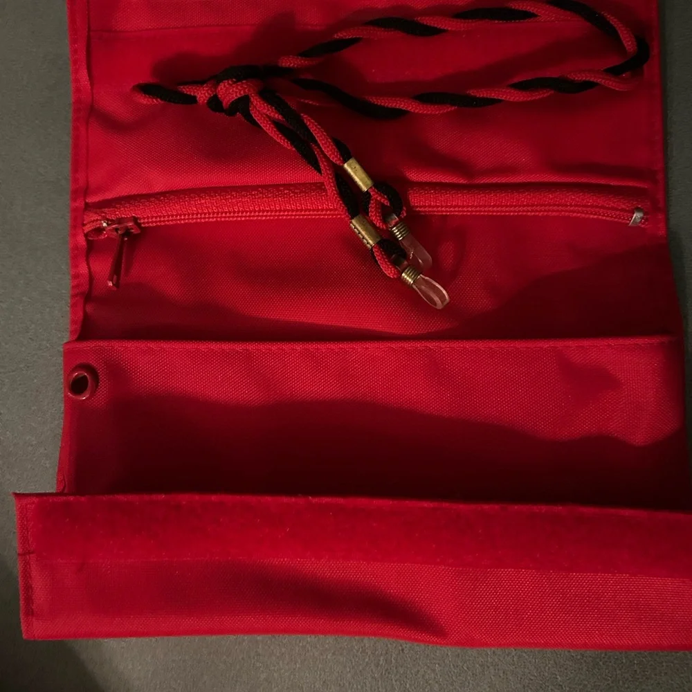 Paloma Picasso Vintage Red Nylon Velcro Wallet Purse EUC